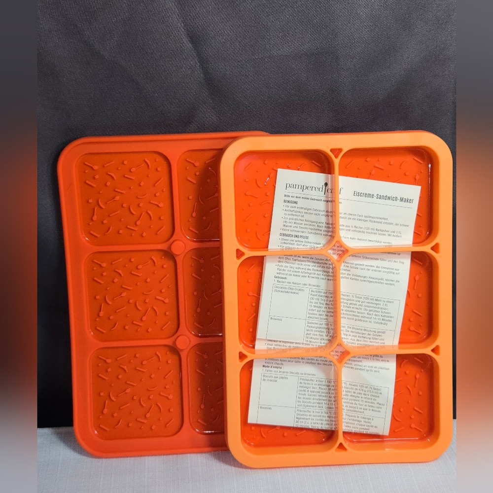 Pampered Chef Ice Cream Sandwich Maker #2493 Silicone Nylon Orange